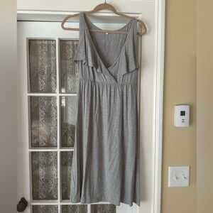 Jcrew jersey gray dress with flounce detail.  Size Small